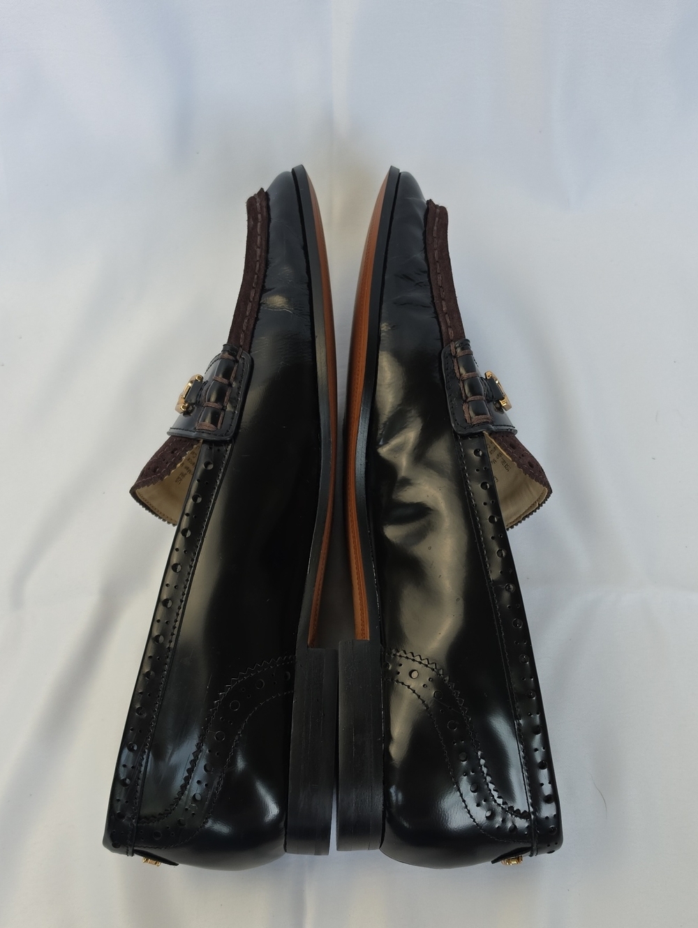 SAM EDELMAN Black Brown Liona Suede Two Tone Preppy Classic Slip On Loafers 9 - Picture 4 of 9